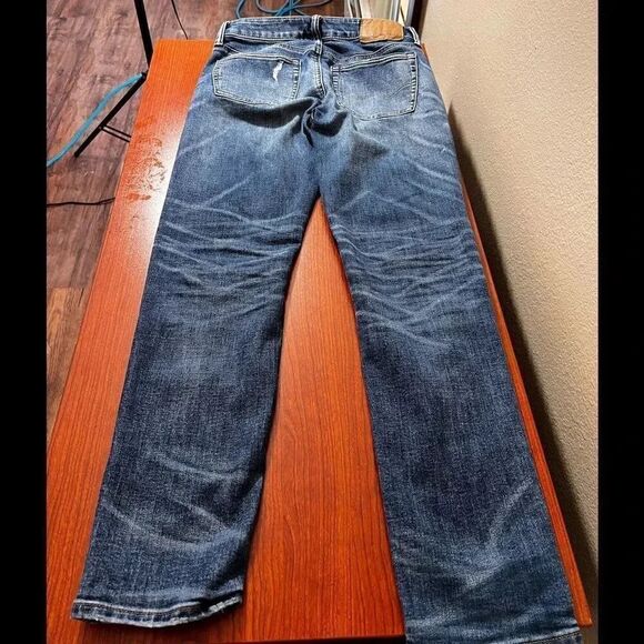 Next Level Airflex American Eagle Distressed Dark Wash Skinny Jeans #J13 - Picture 3 of 5